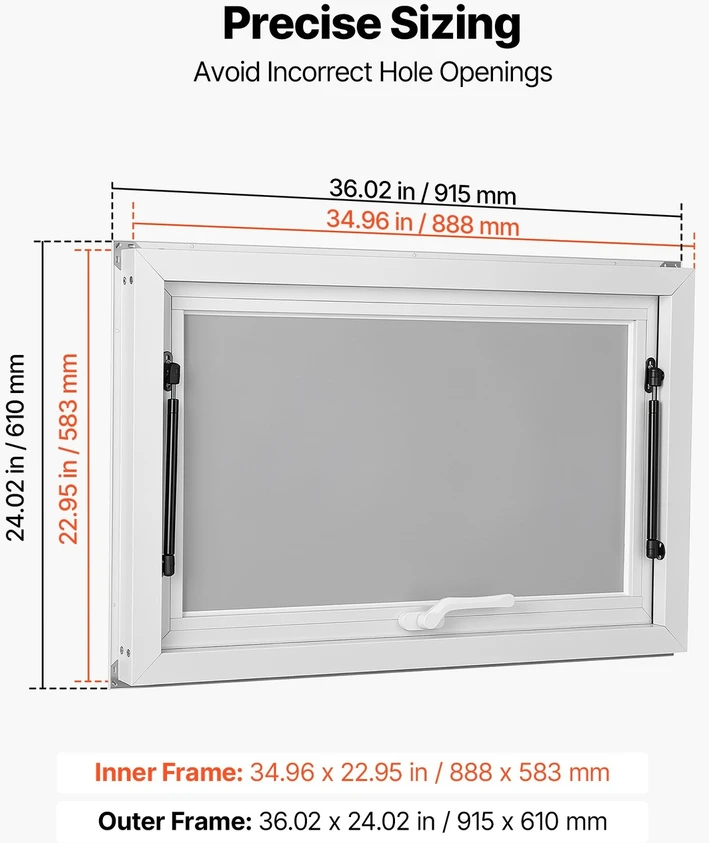 VEVOR Prekybinis langas 915x610mm maisto furgonui