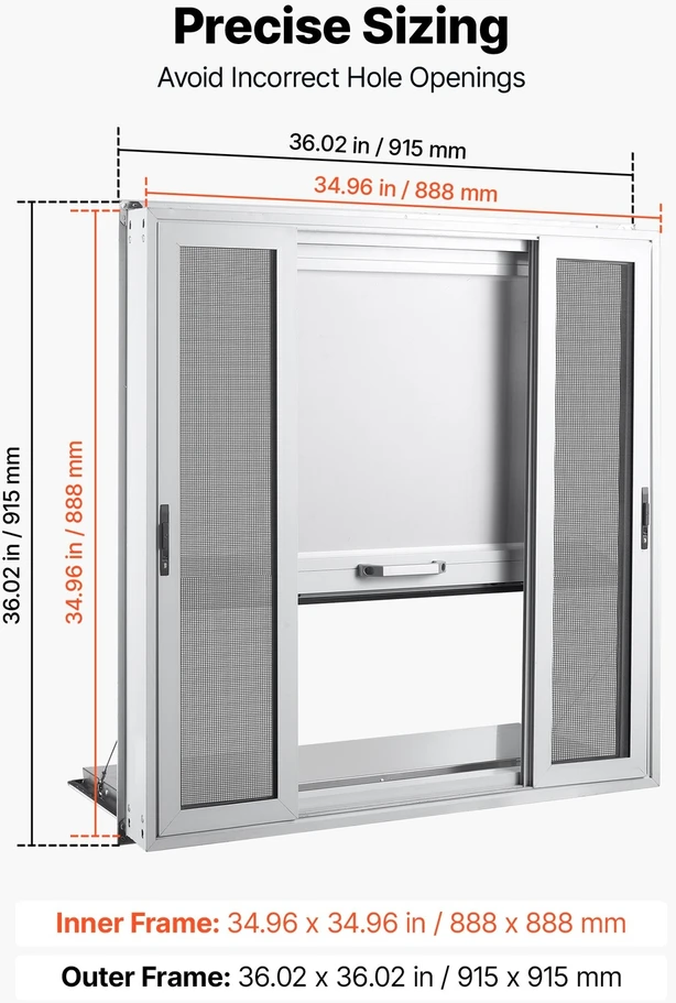 VEVOR Prekybos langas su sulankstoma lentyna 915x915mm