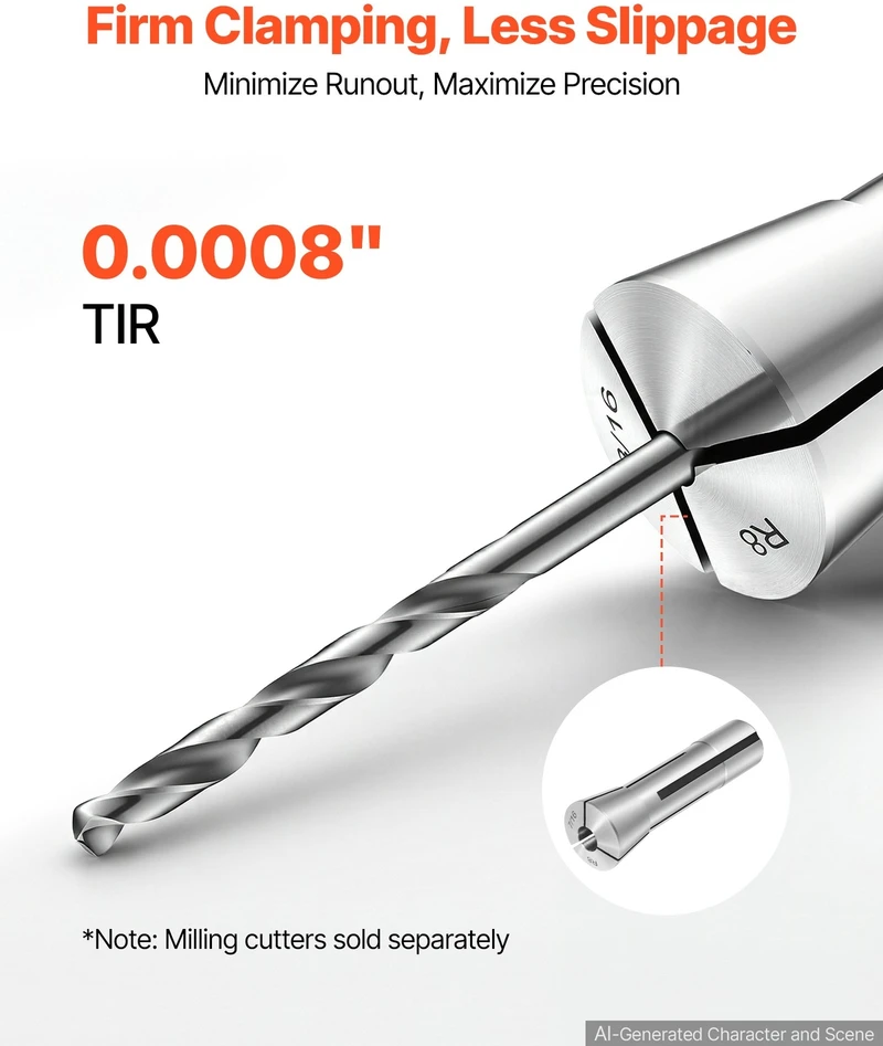 VEVOR R8 frezavimo įvorių rinkinys 1/16"-3/4" (23 vnt.)