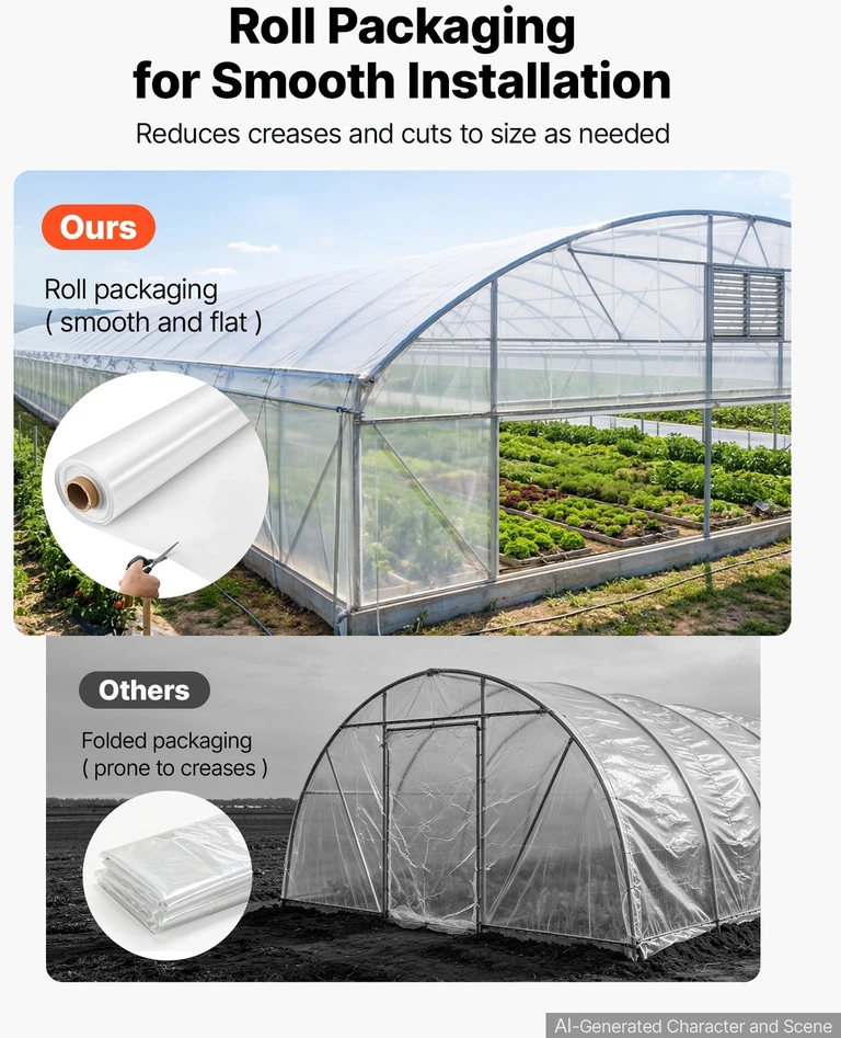 VEVOR Šiltnamio plastikinė plėvelė 1,8x30,5 m