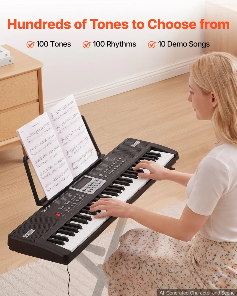 VEVOR Skaitmeninis pianinas 61 klavišo, juodas