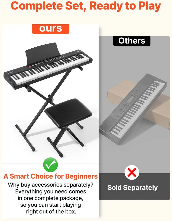 Skaitmeninis pianinas VEVOR NM-8609, 61 klavišas