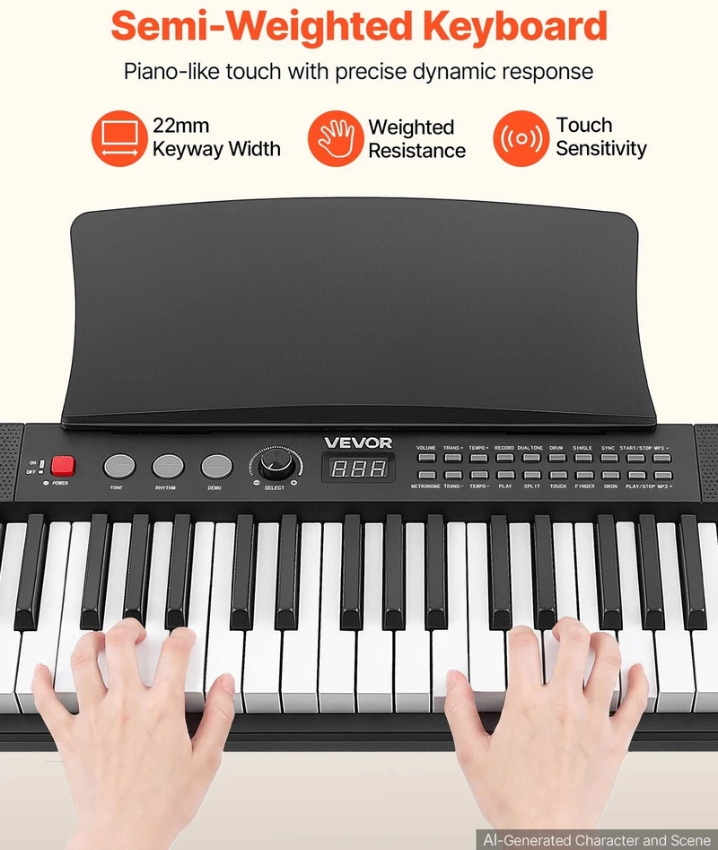 Skaitmeninis pianinas VEVOR NM-8609, 61 klavišas