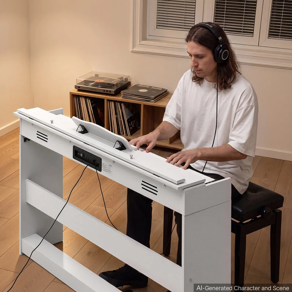 VEVOR Skaitmeninis pianinas 88 klavišų baltas