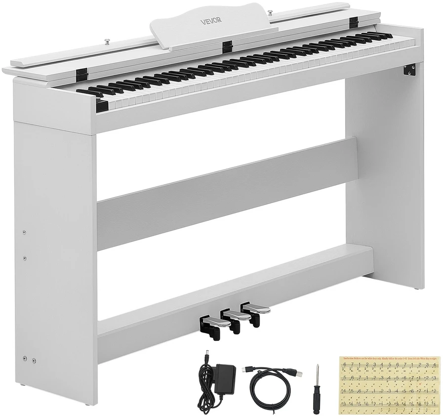 VEVOR Skaitmeninis pianinas 88 klavišų baltas