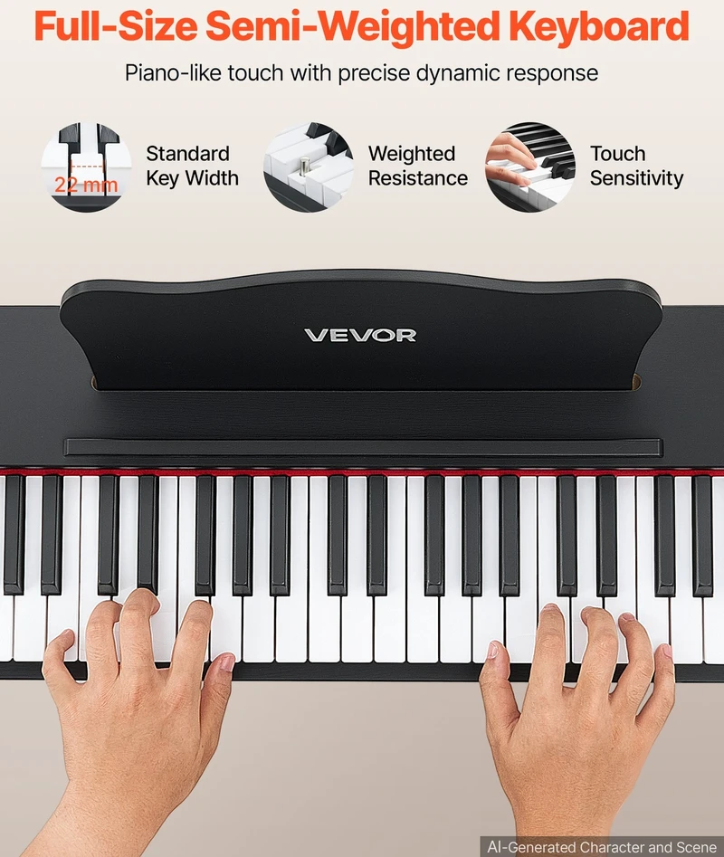 VEVOR Skaitmeninis pianinas 88 klavišų su stovu