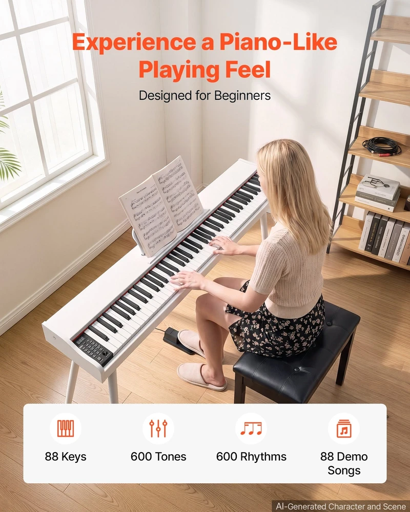 VEVOR Skaitmeninis pianinas 88 klavišų su stovu