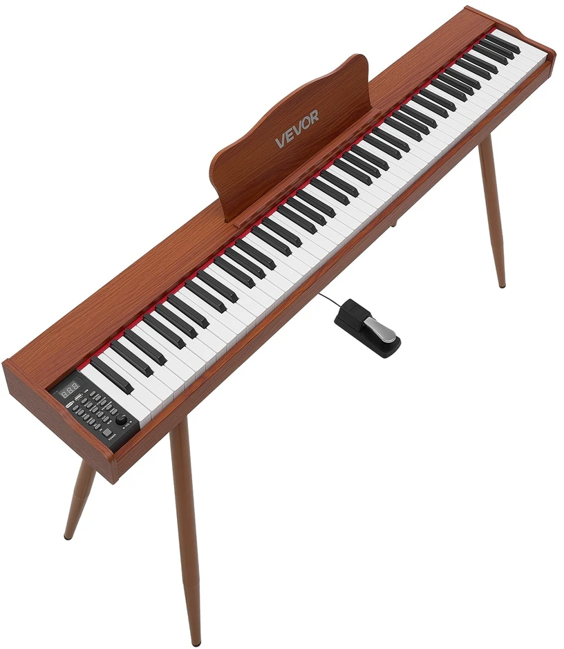 VEVOR Skaitmeninis pianinas 88 klavišų su stovu, rudas