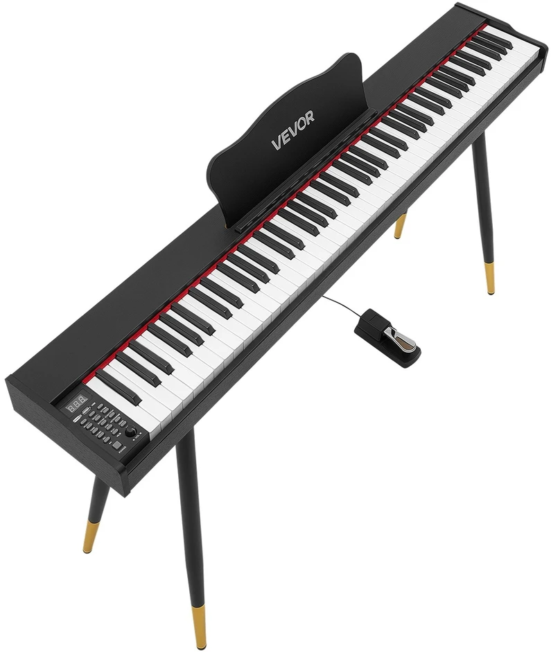 VEVOR Skaitmeninis pianinas 88 klavišų su stovu, juodas