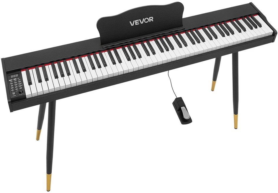 VEVOR Skaitmeninis pianinas 88 klavišų su stovu, juodas