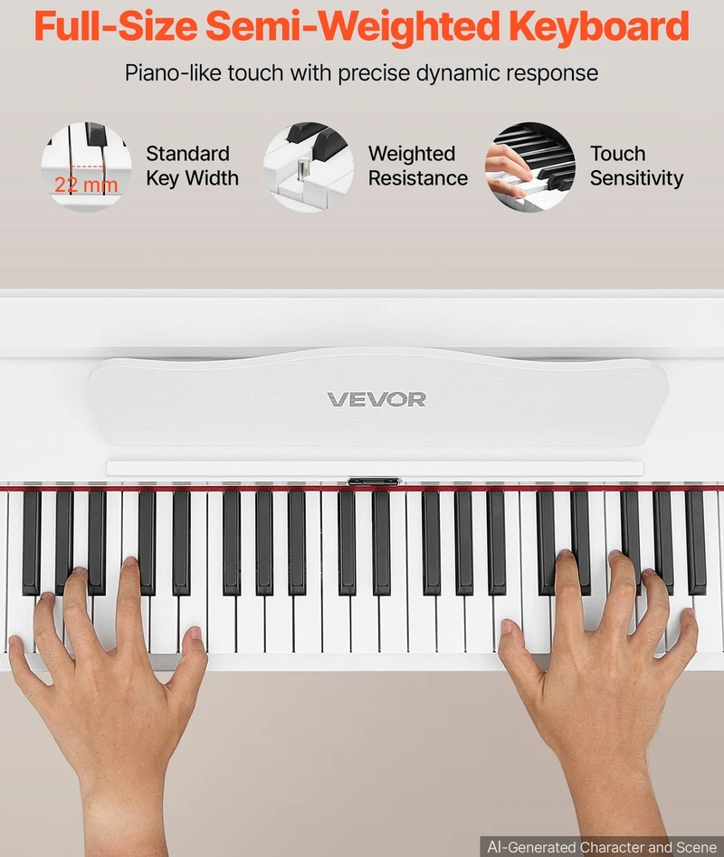 VEVOR Skaitmeninis pianinas 88 klavišų su stovu