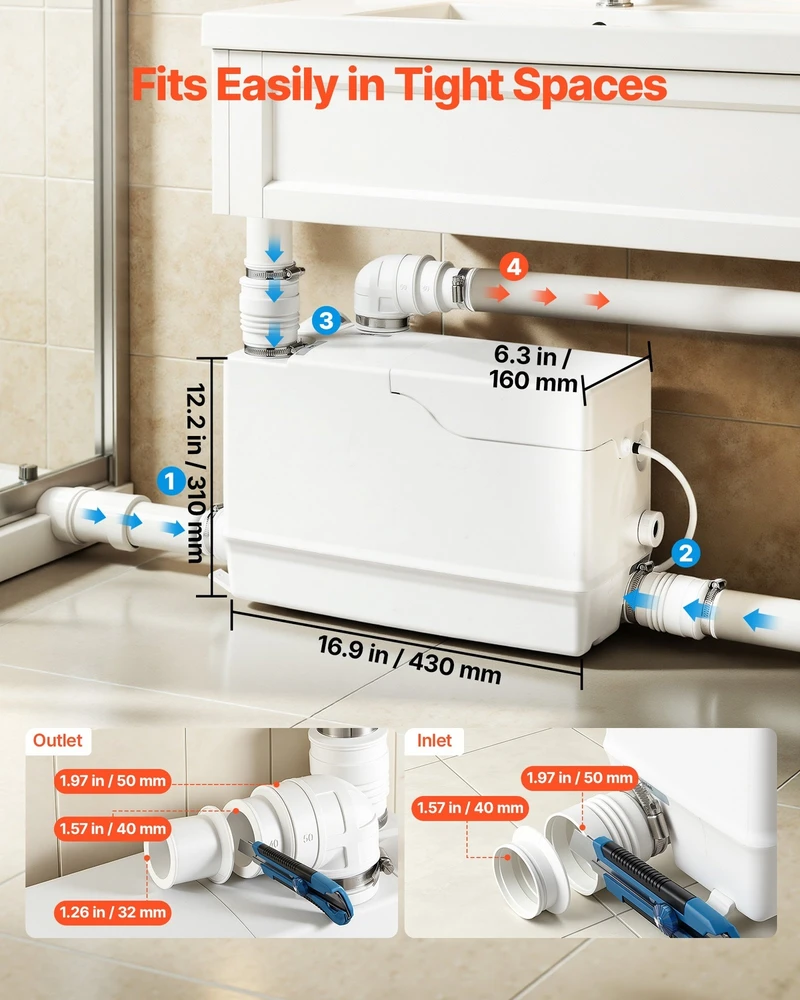 VEVOR Smulkintuvas siurblys kriauklei 800 W