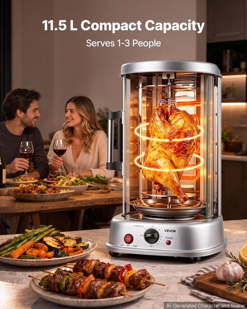 VEVOR Stalviršio vertikalus rotisserie šašlykų grilis