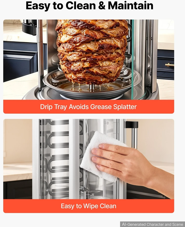 VEVOR Stalviršio vertikalus rotisserie šašlykų grilis