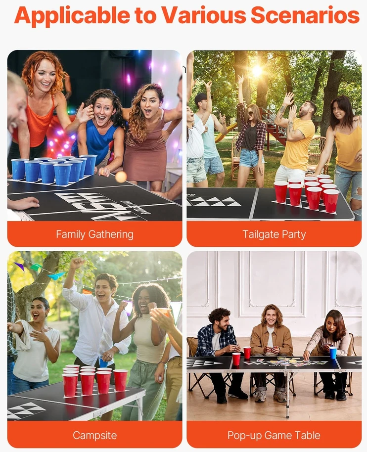 VEVOR Sulankstomas beer pong stalas 2,4 m