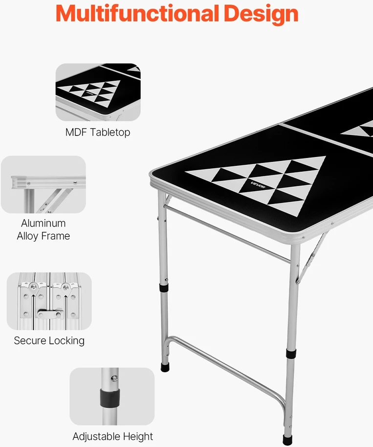 VEVOR Sulankstomas beer pong stalas 2,4 m
