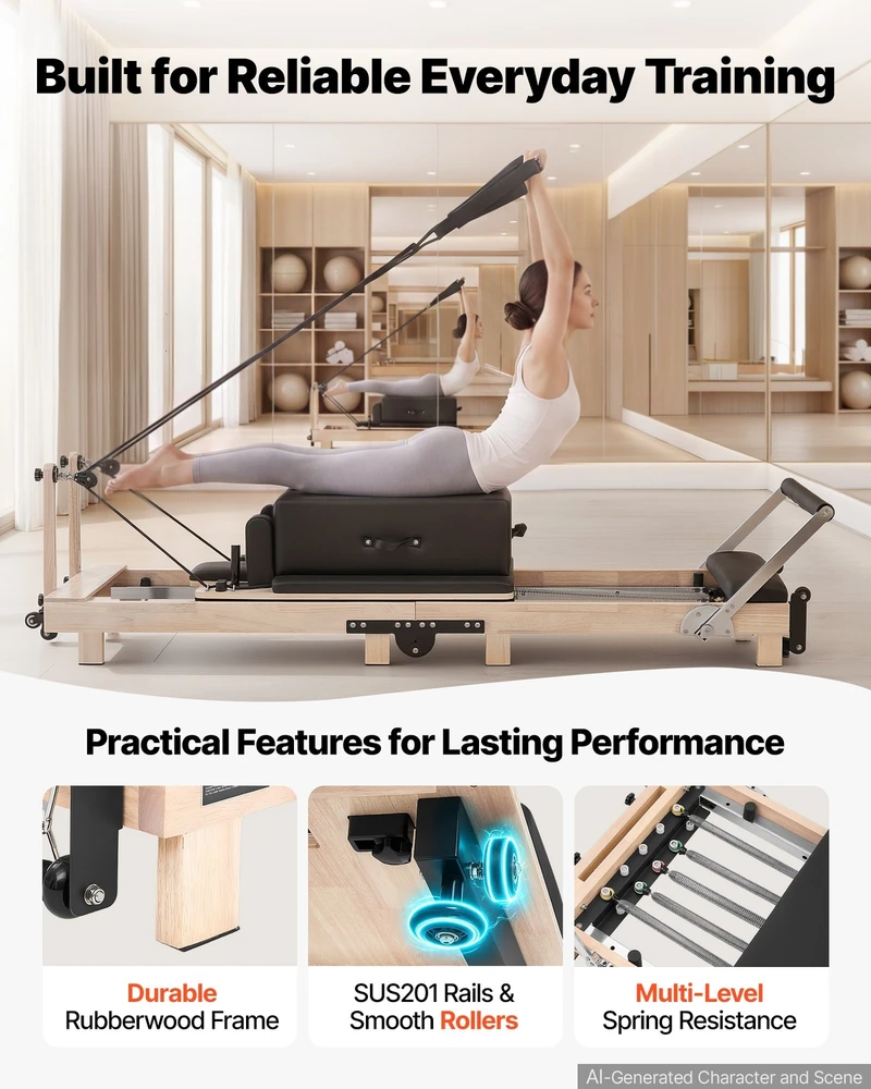 VEVOR Sulankstomas pilates reformeris 2,3 m