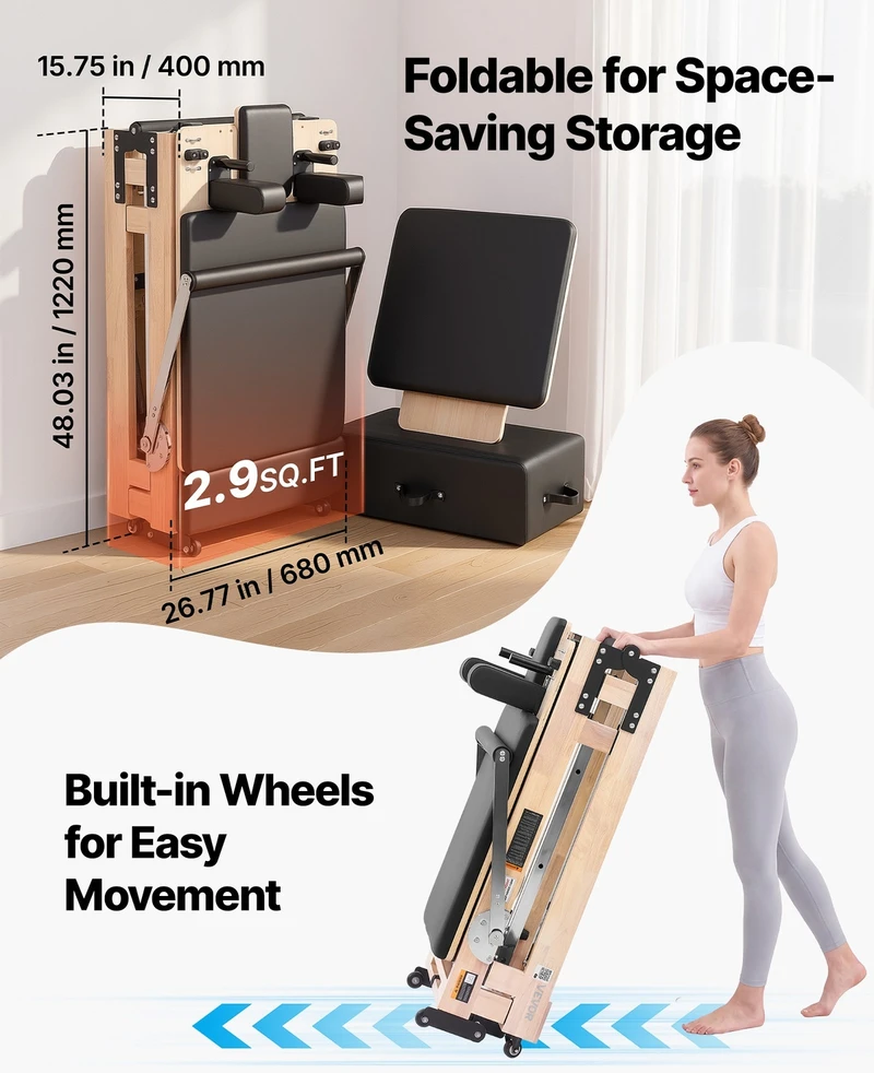 VEVOR Sulankstomas pilates reformeris 2,3 m