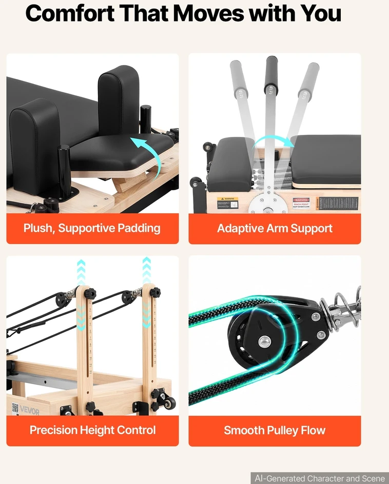 VEVOR Sulankstomas pilates reformeris 2,3 m