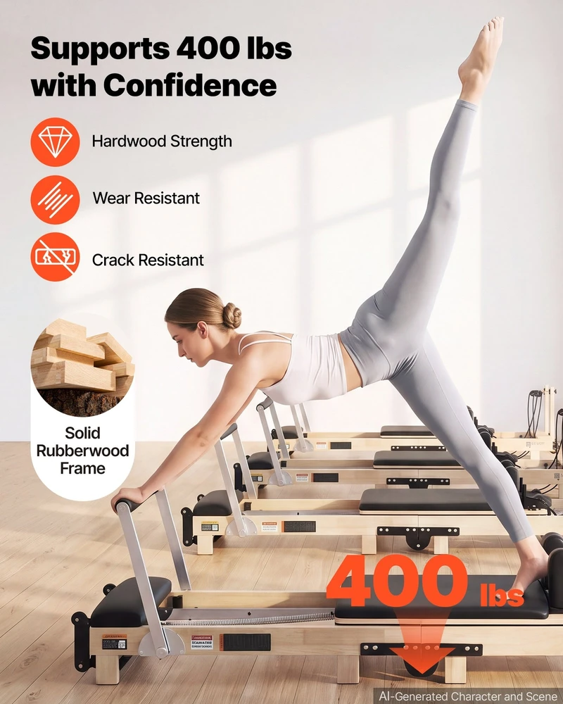 VEVOR Sulankstomas pilates reformeris 2,3 m