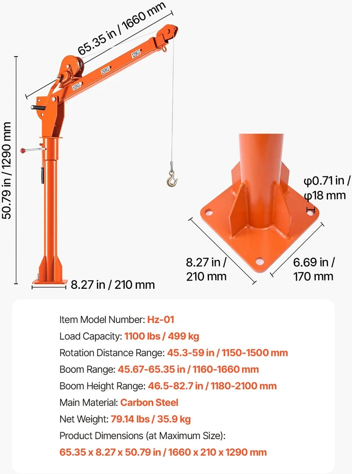 VEVOR Sunkvežimio kranas 499 kg su gervė