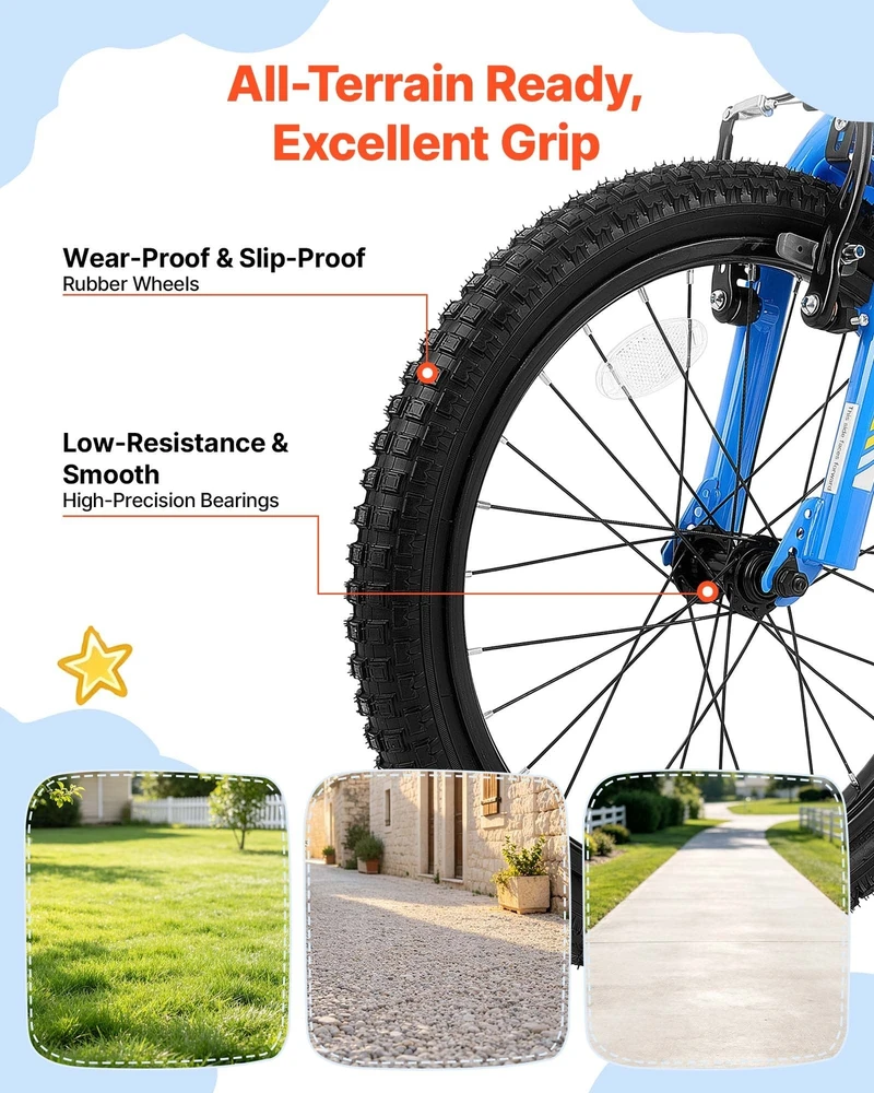 VEVOR Vaikiškas dviratis 20", BMX stiliaus, mėlynas
