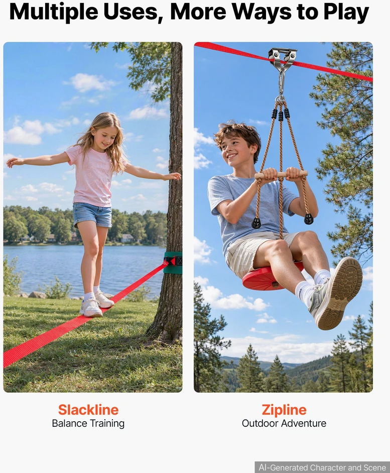 VEVOR Vaikų nusileidimo lynu rinkinys, 19.8 m