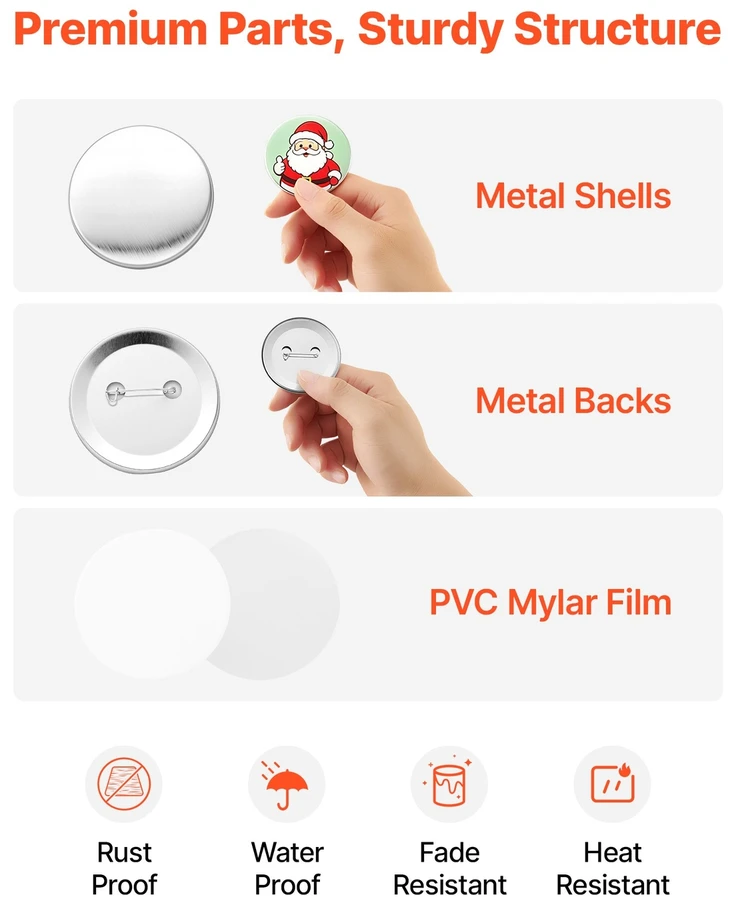 VEVOR Ženkliukų gaminimo rinkinys 200 vnt. 58 mm