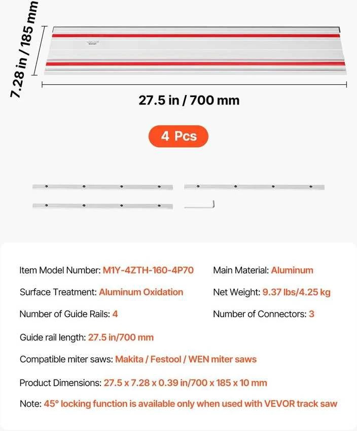 VEVOR Vėžiapjūklio kreiptuvas 2794 mm pjovimo diapazonui