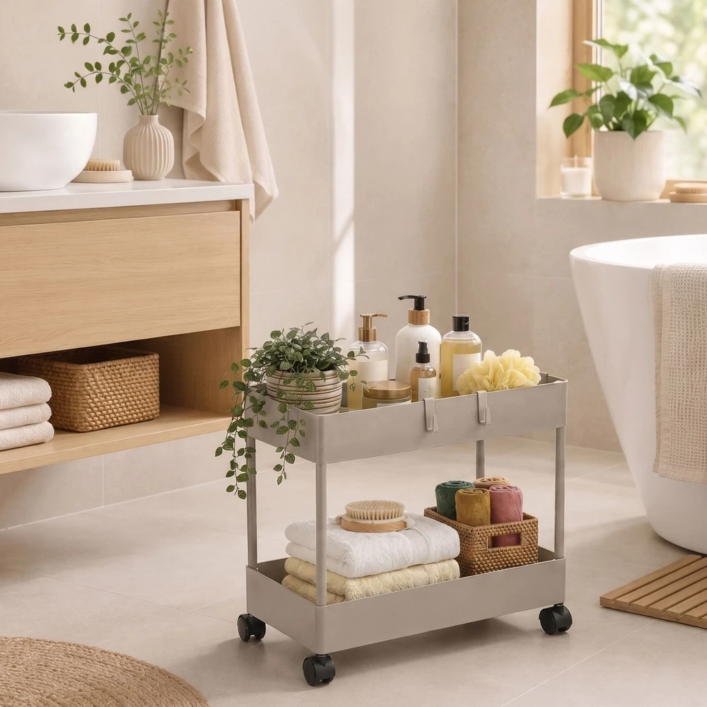 Relaxdays Vežimėlis su 2 lentynomis