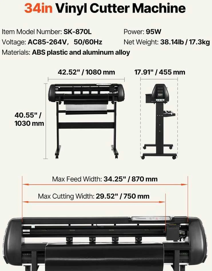 Spausdintuvas VEVOR Vinilo pjovimo staklės 870 mm pločio