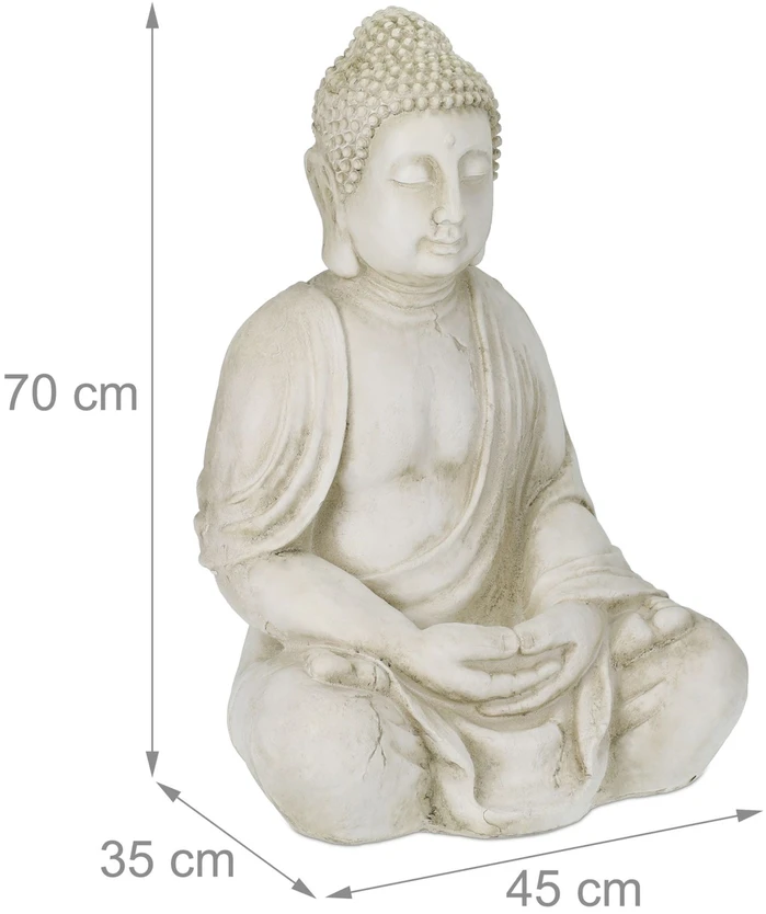 Relaxdays Vintažinė balta Budos statula 70 cm