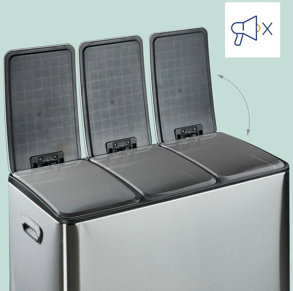 Relaxdays Virtuvės šiukšliadėžė su 3x 15 l skyriais