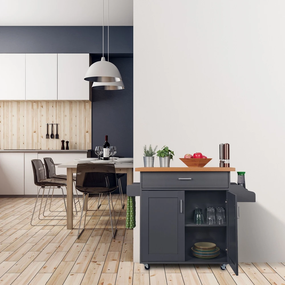 Relaxdays Virtuvės vežimėlis su stalviršiu