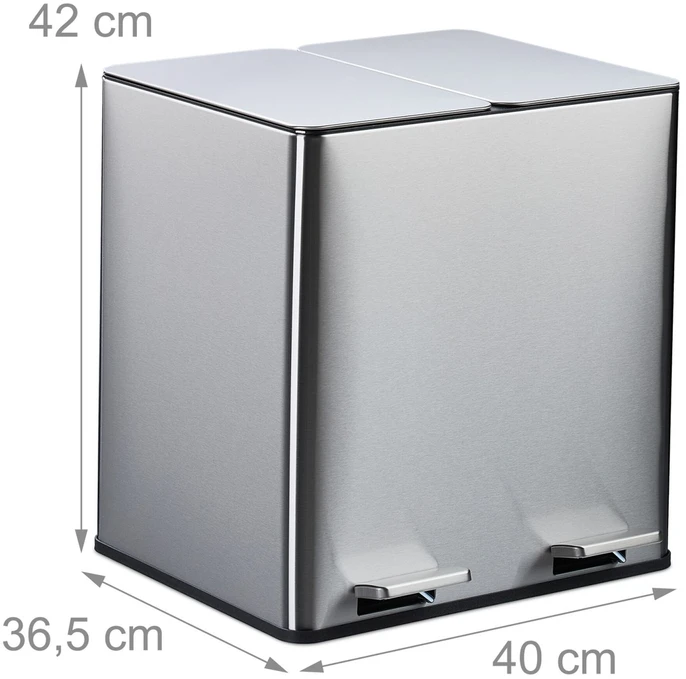 Relaxdays Virtuvinė šiukšliadėžė su kvapų filtru 2x 15L