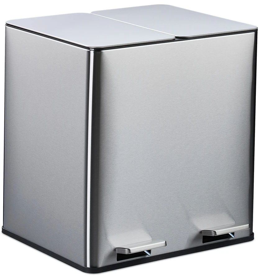 Relaxdays Virtuvinė šiukšliadėžė su kvapų filtru 2x 15L