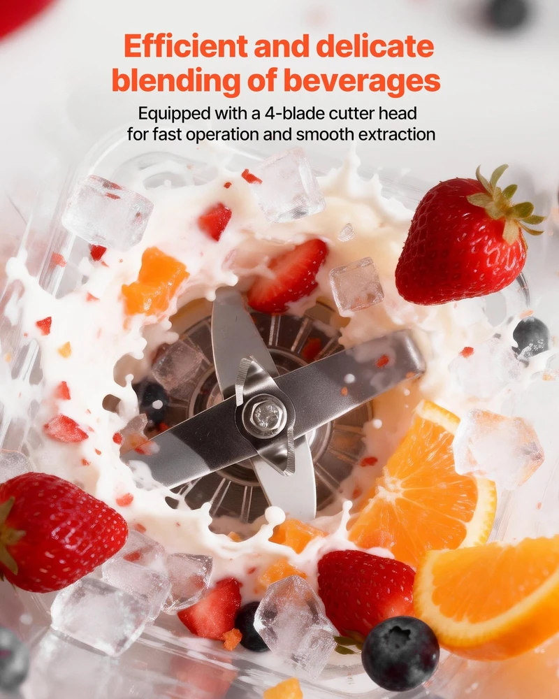 VEVOR Virtuvinis blenderis su ekranu 2L, 2200W, juodas