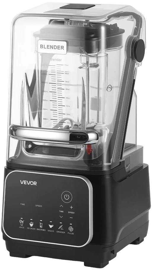 VEVOR Virtuvinis blenderis su ekranu 2L, 2200W, juodas