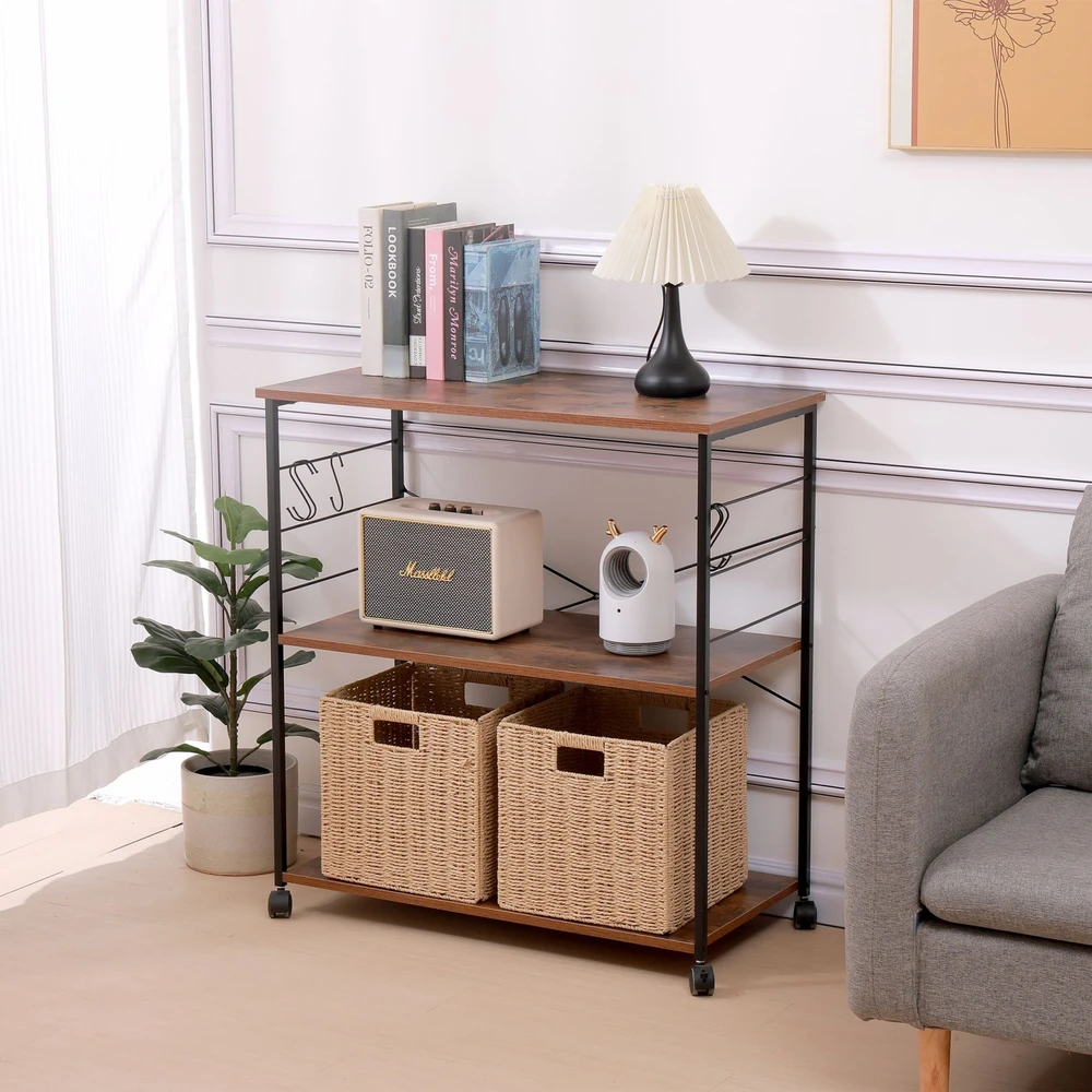 Relaxdays Virtuvinis vežimėlis su 3 lentynomis