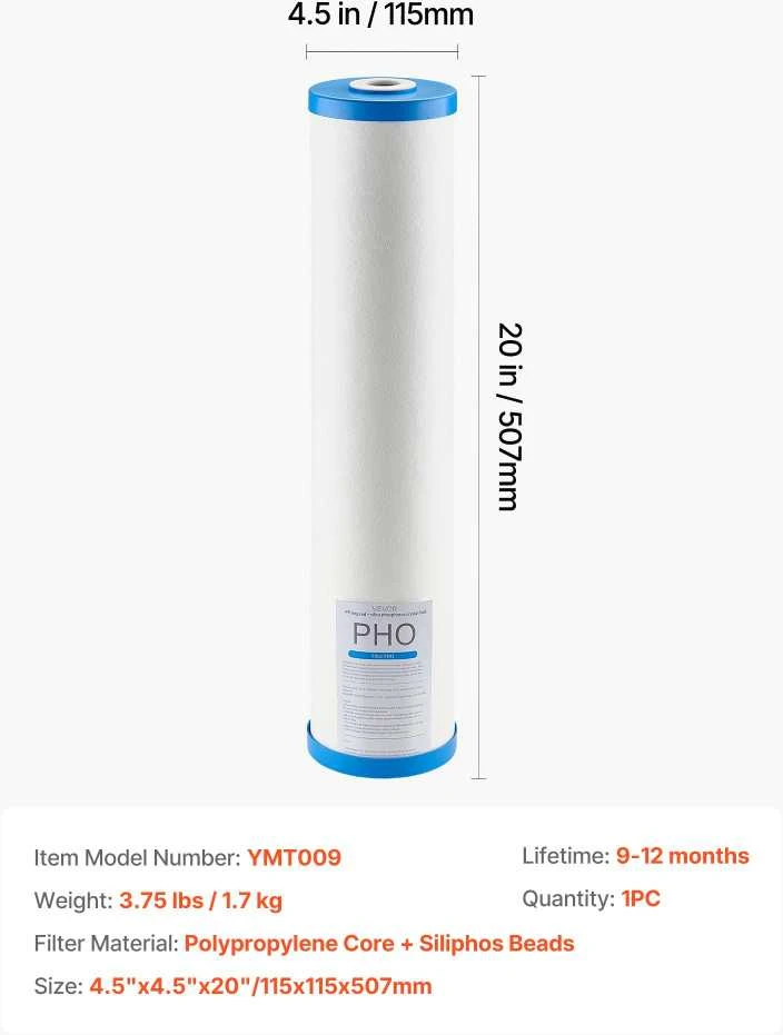 Vevor Viso namo vandens filtro kasetė 115x507 mm