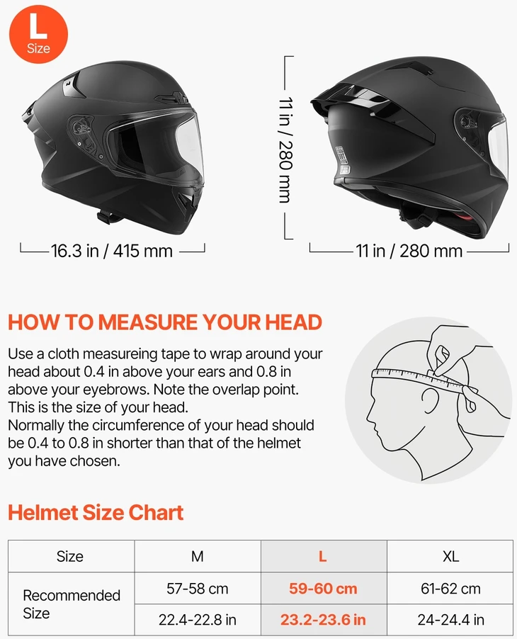 VEVOR Viso veido motociklininko šalmas