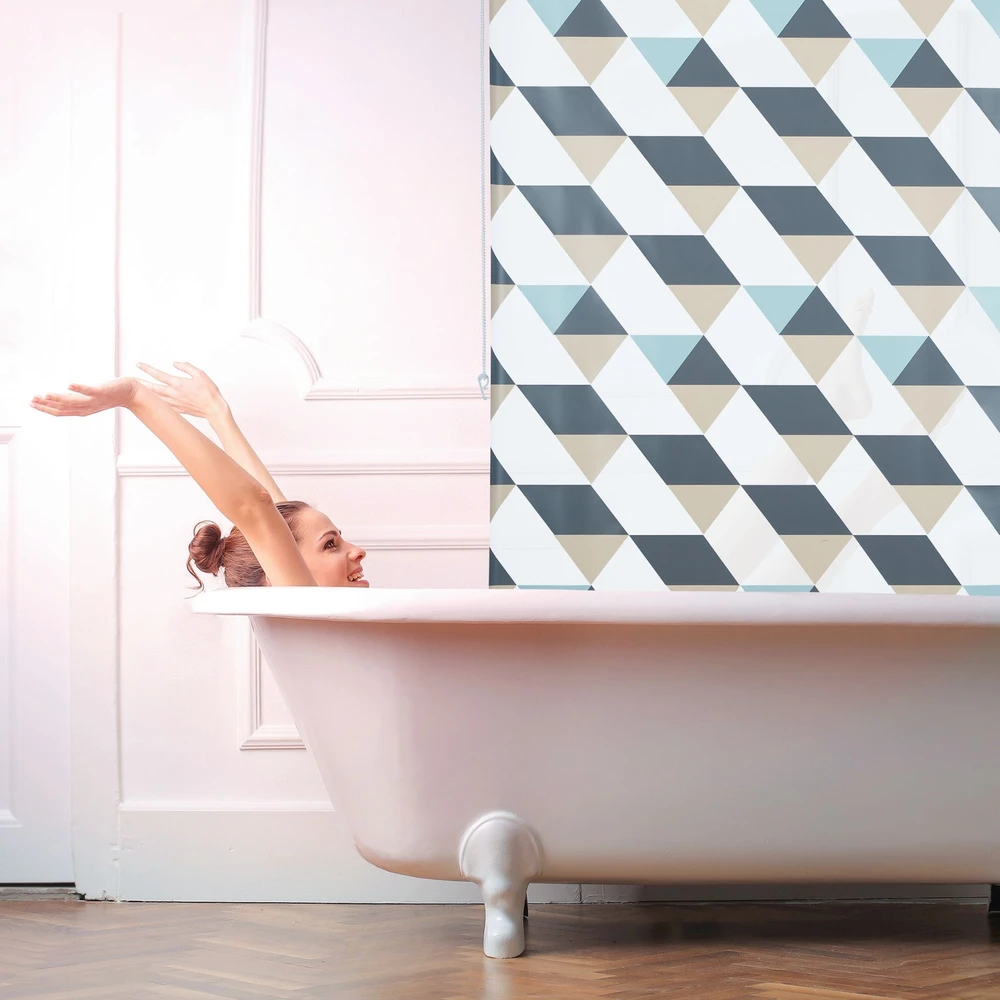 Relaxdays Vonioms skirtas roletinis uždangalas su geometriniu dizainu