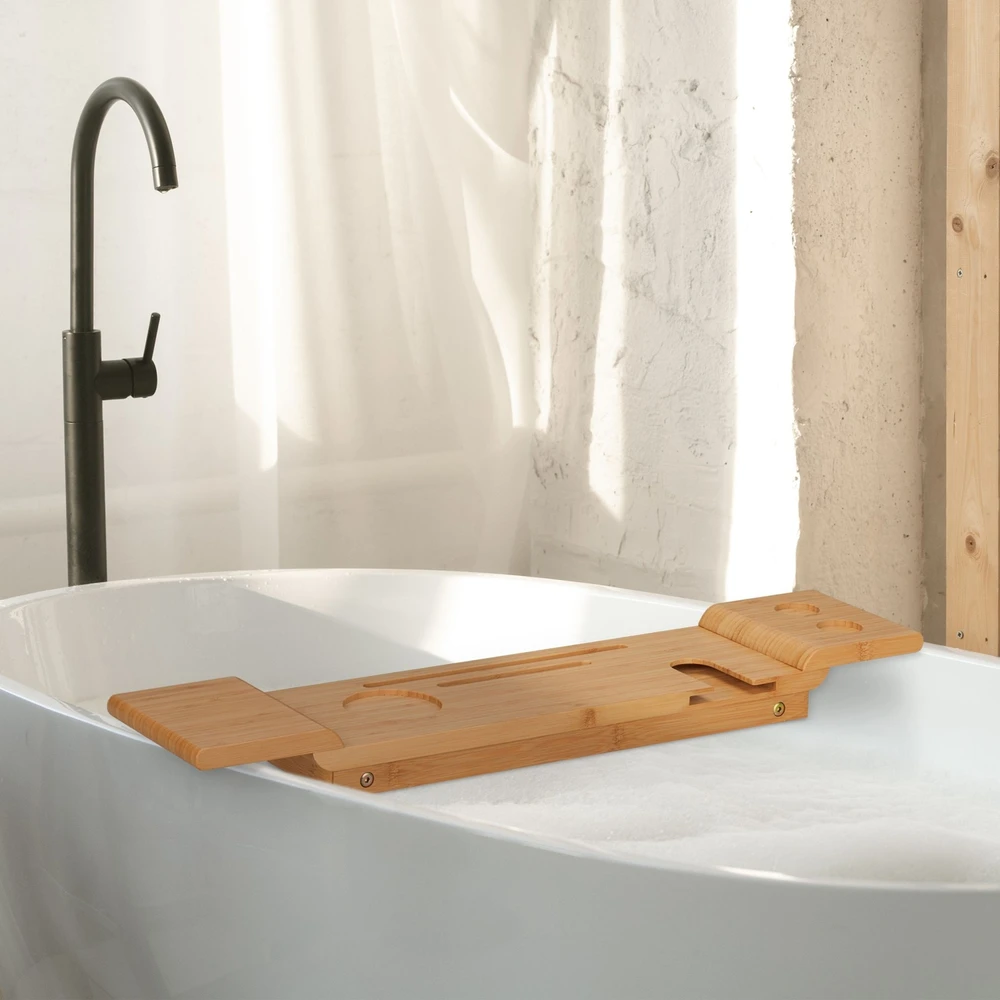 Relaxdays Vonios padėklas su kojelėmis ir planšetės laikikliu