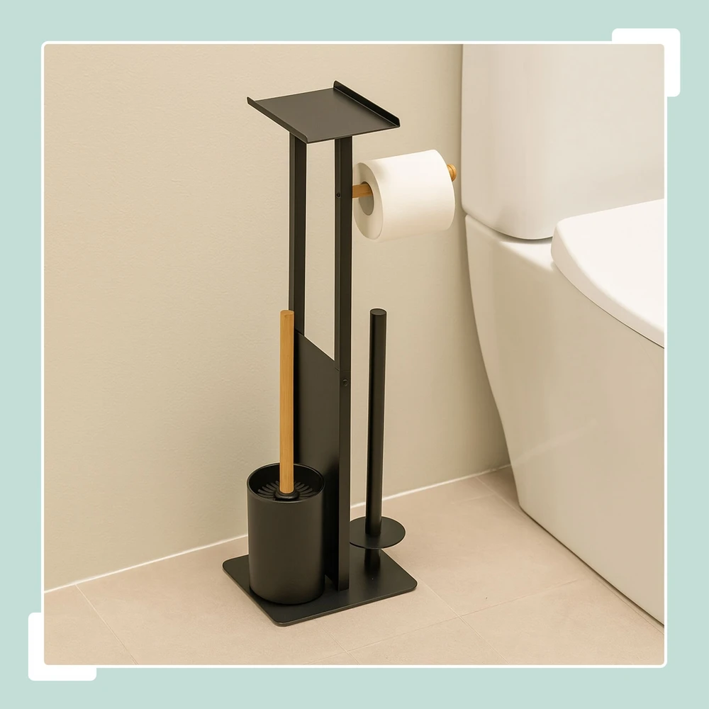 Relaxdays WC komplektas metalas ir bambukas