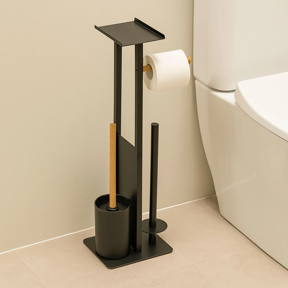 Relaxdays WC komplektas metalas ir bambukas