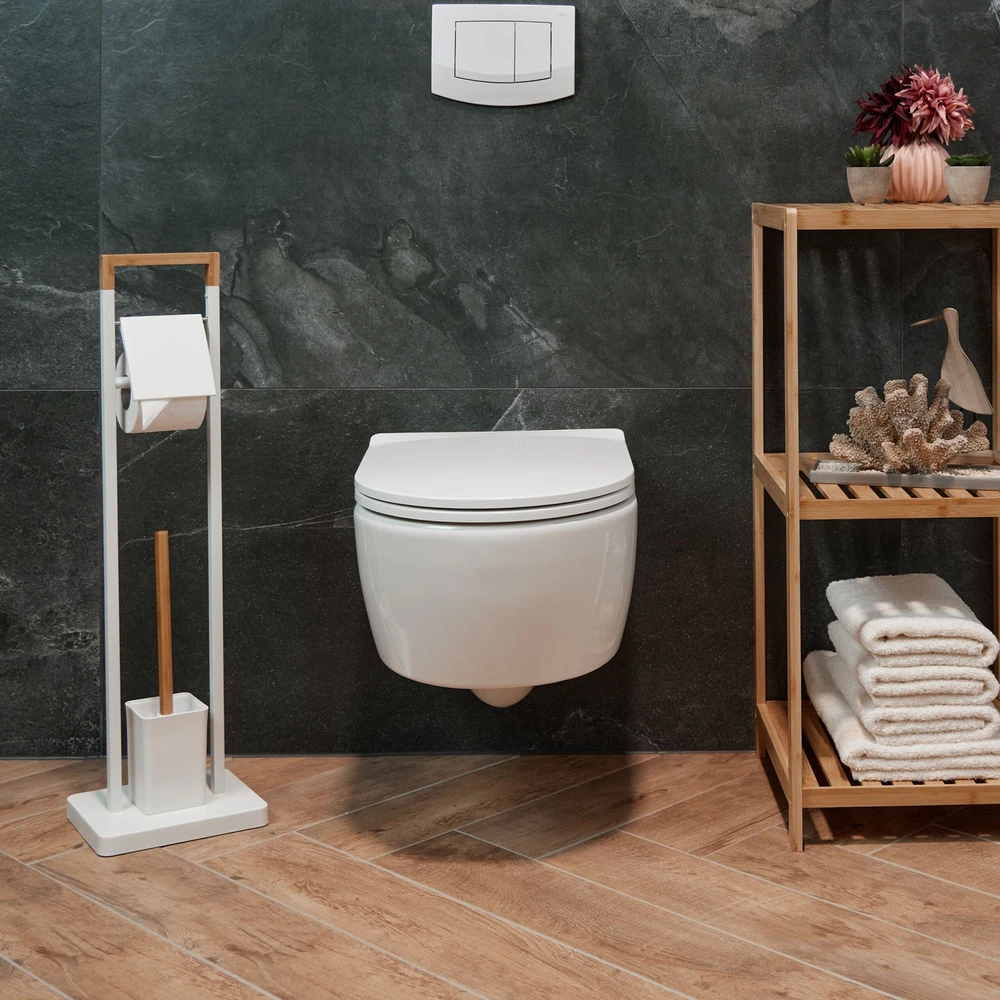 Relaxdays WC rinkinys iš bambuko ir nerūdijančio plieno