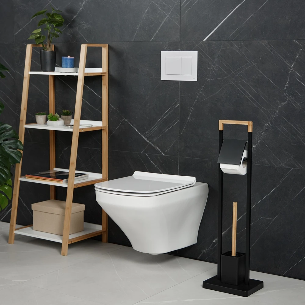 Relaxdays WC rinkinys iš bambuko ir nerūdijančio plieno