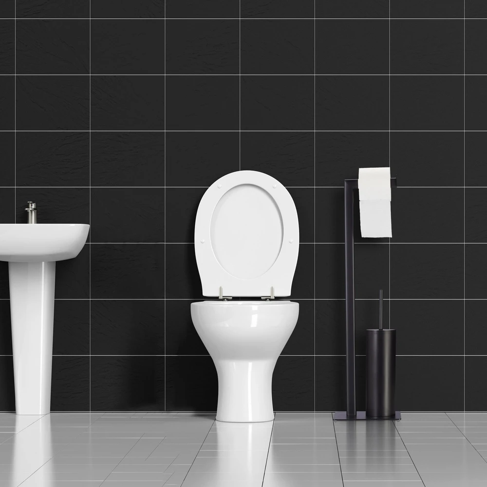 Relaxdays WC rinkinys matinės juodos spalvos