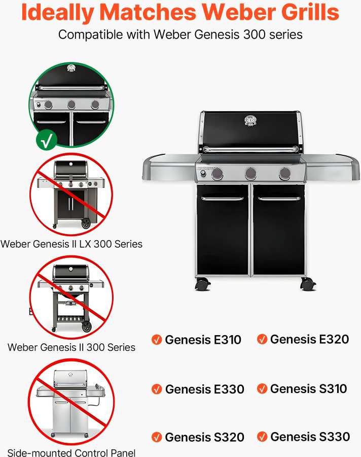 VEVOR Weber Genesis 300 serijos kepsninės dalys