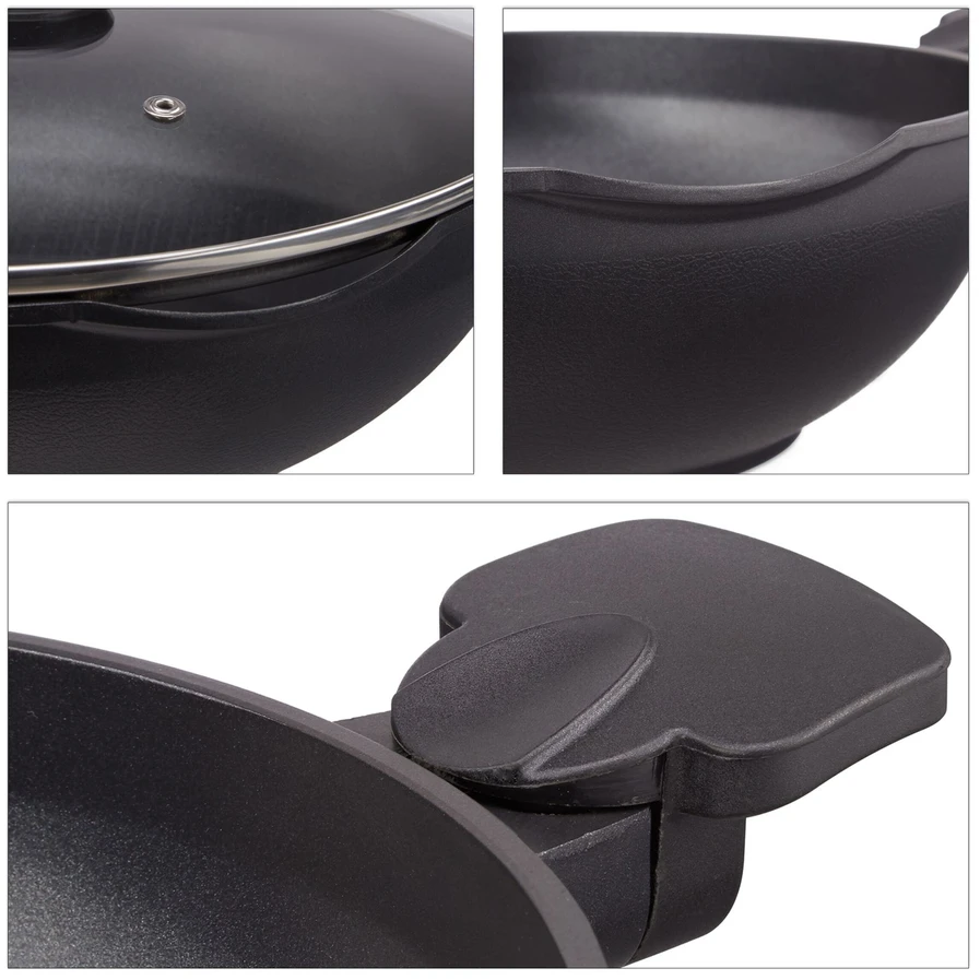 Relaxdays Wok keptuvė su dangčiu 30 cm